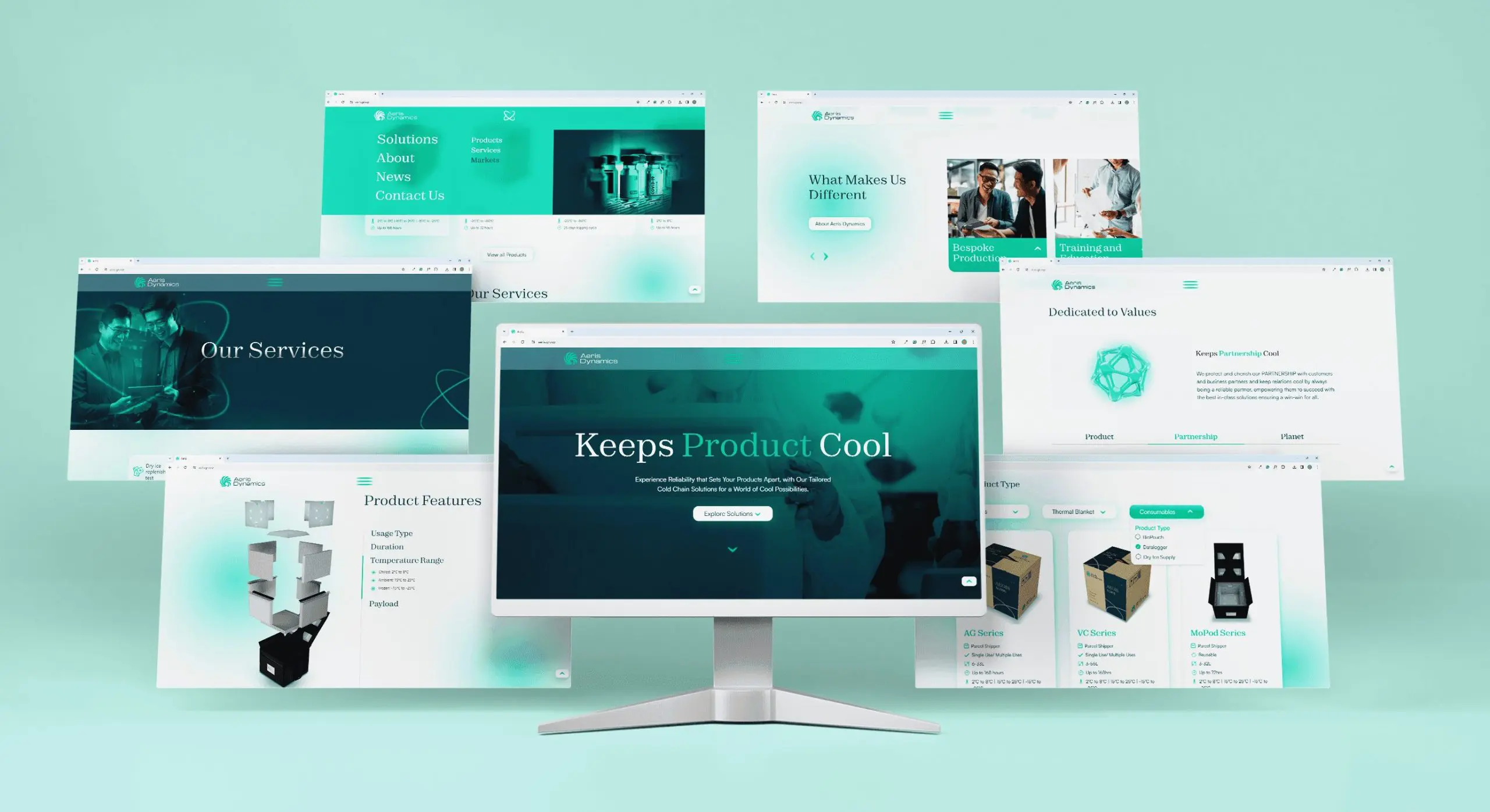 CREATIVEANS_AERIS DYNAMICS_COLD CHAIN PACKAGING_KEEPS IT COOL_WEBSITE MOCKUP › Creativeans Aeris Dynamics Website New Design by Creativeans